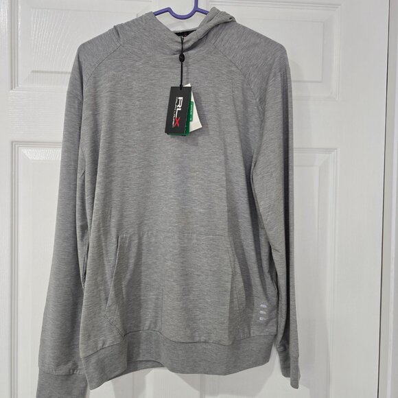 RLX Ralph Lauren Mens Pullover Lightweight Golf Hoodie Gray MSRP $138 Medium NWT - Picture 2 of 12